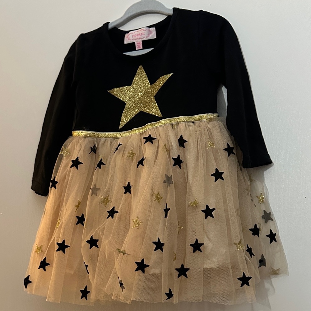 Black and Gold Starry Tulle Dress size 18 months. Nwt